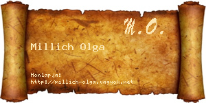 Millich Olga névjegykártya